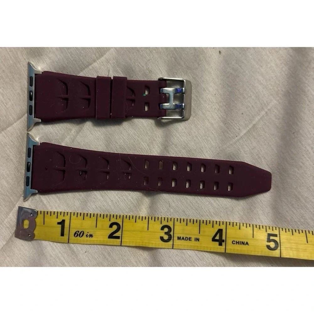 NEW Breathable Burgundy Silicone Buckled Band for Apple Watch 42mm/44mm/45mm